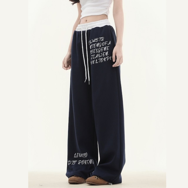 スクリプトレタリングワイドスウェットパンツ 2col R00723