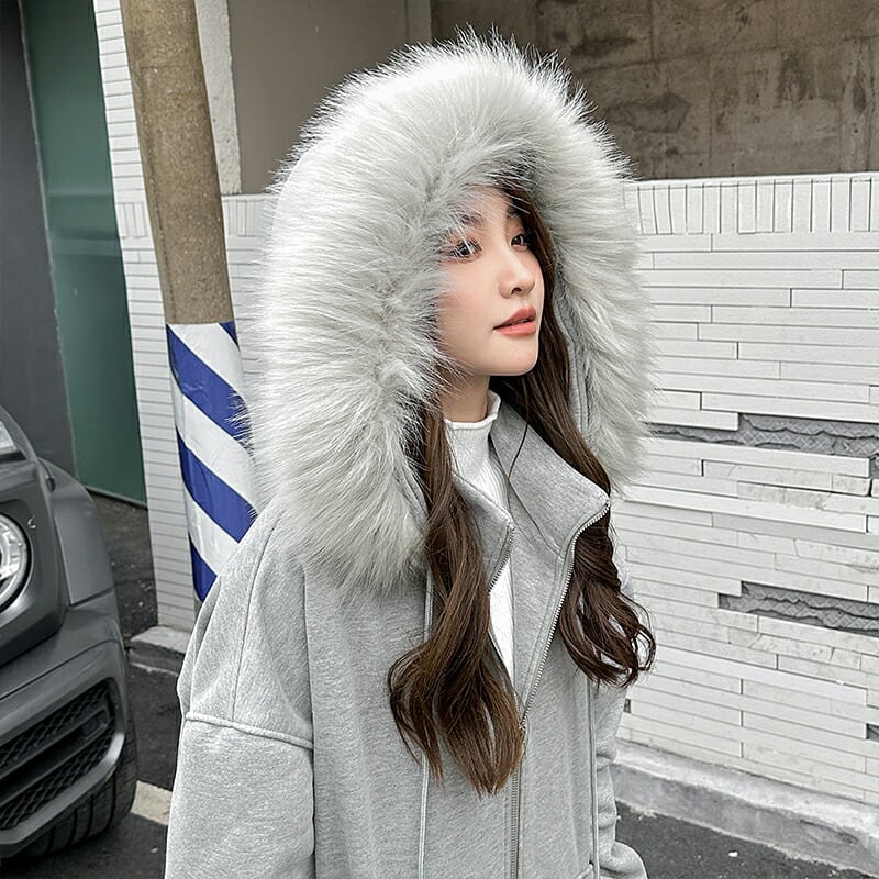 ファー付きAmiligeラインストーンZIPパーカー– A AM STUDIO