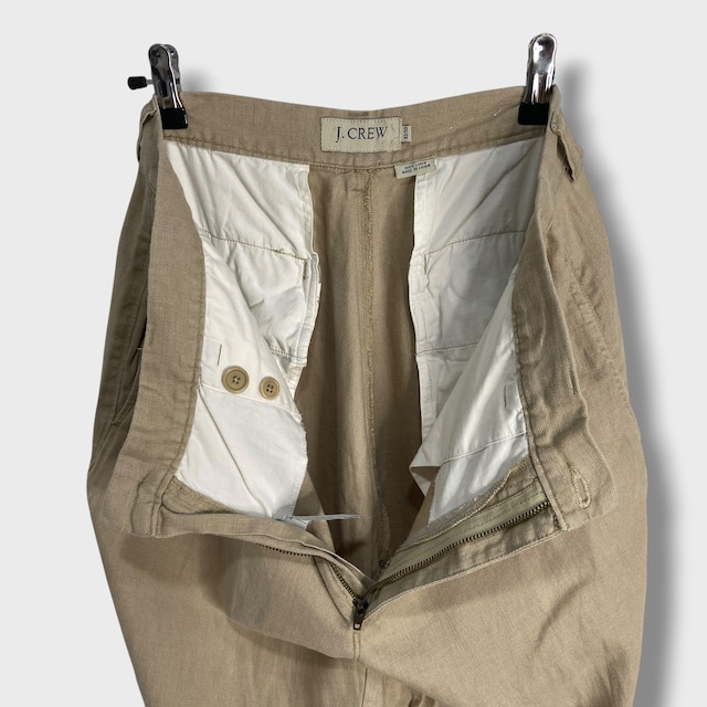90s J.CREW ジェイクルー リネンスラックス W32L30 ベージュ