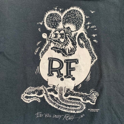90's RAT FINK ラットフィンク プリントTシャツ ブラック 黒 Ed Roth