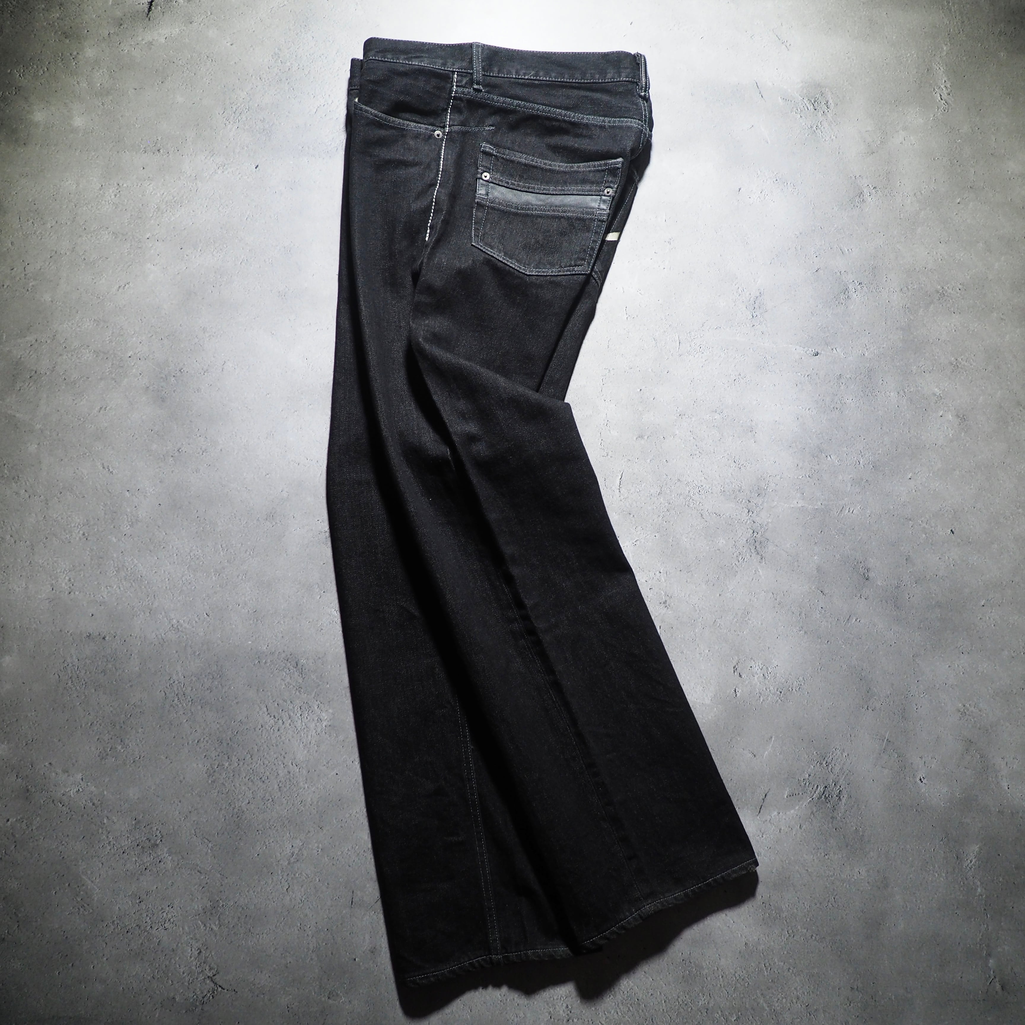 ” Montage ” Back logo painted Black loose Buggy Denim pants