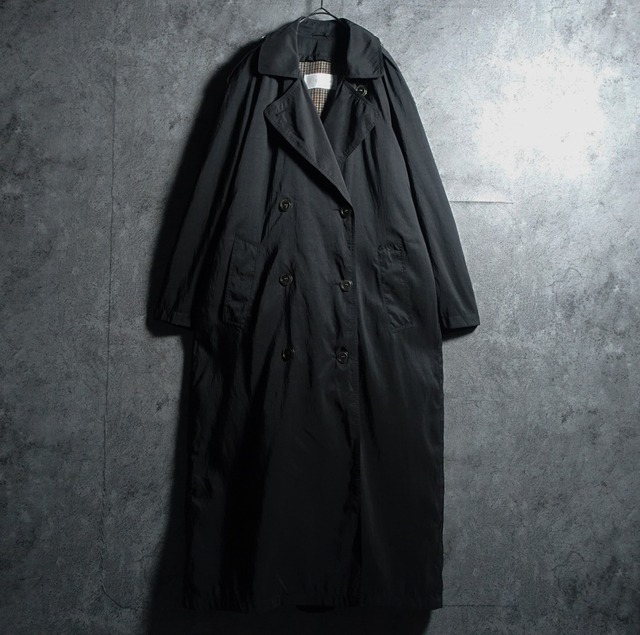 90s “JONES NEW YORK”Black Maxi Length Nylon Trench Coat With Liner