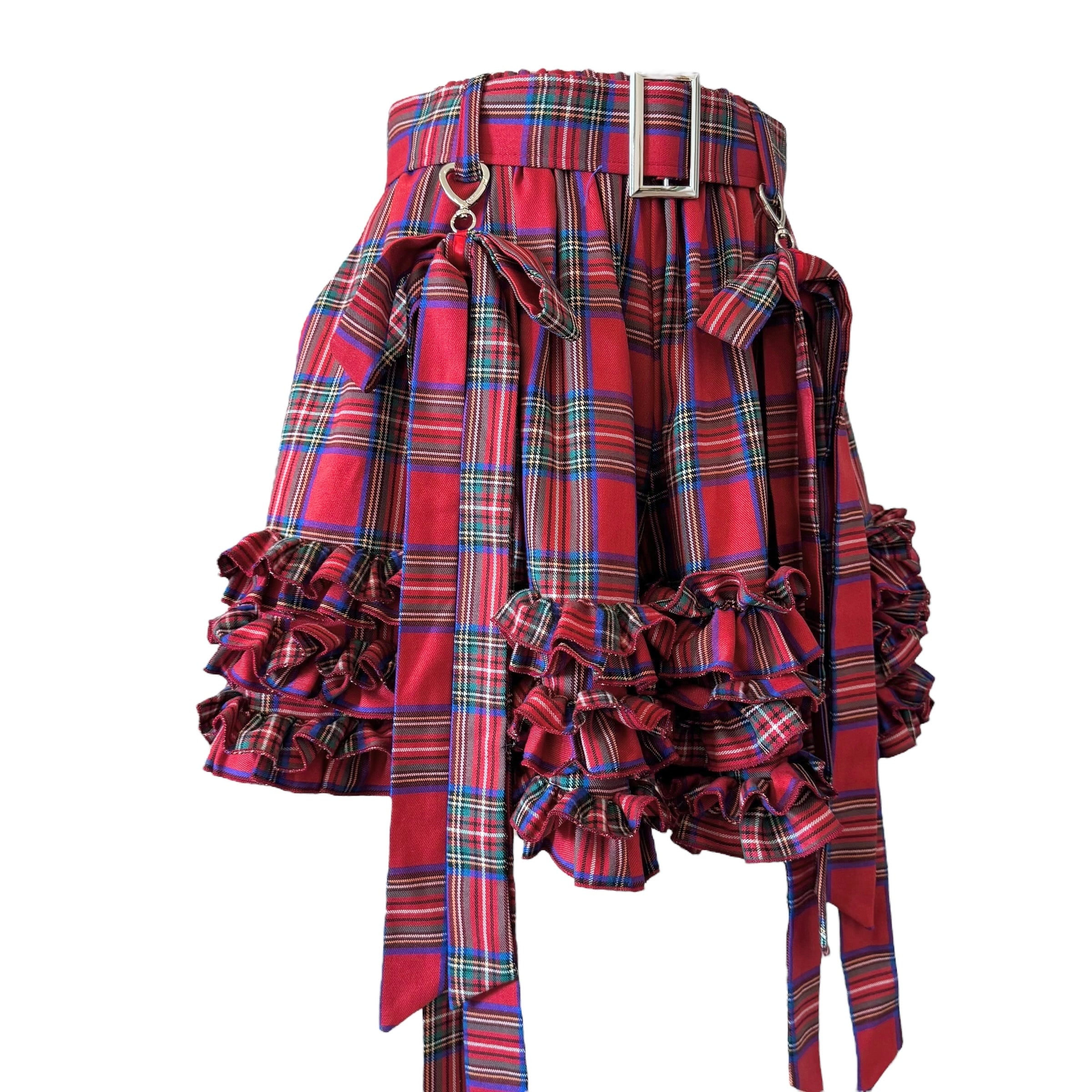 リボンフリルショートパンツ　RED