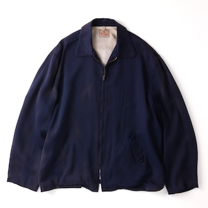 【極美品】50s Vintage Special rayon jacket swing top blouson made in USA about Size46 fade navy CONMATIC zip / 50年代 スペシャル ヴィンテージ レーヨン スウィングトップ ジャケット USA製 サイズ46 実寸XL程度 フェード ネイビー ナス紺 ミントコンディション