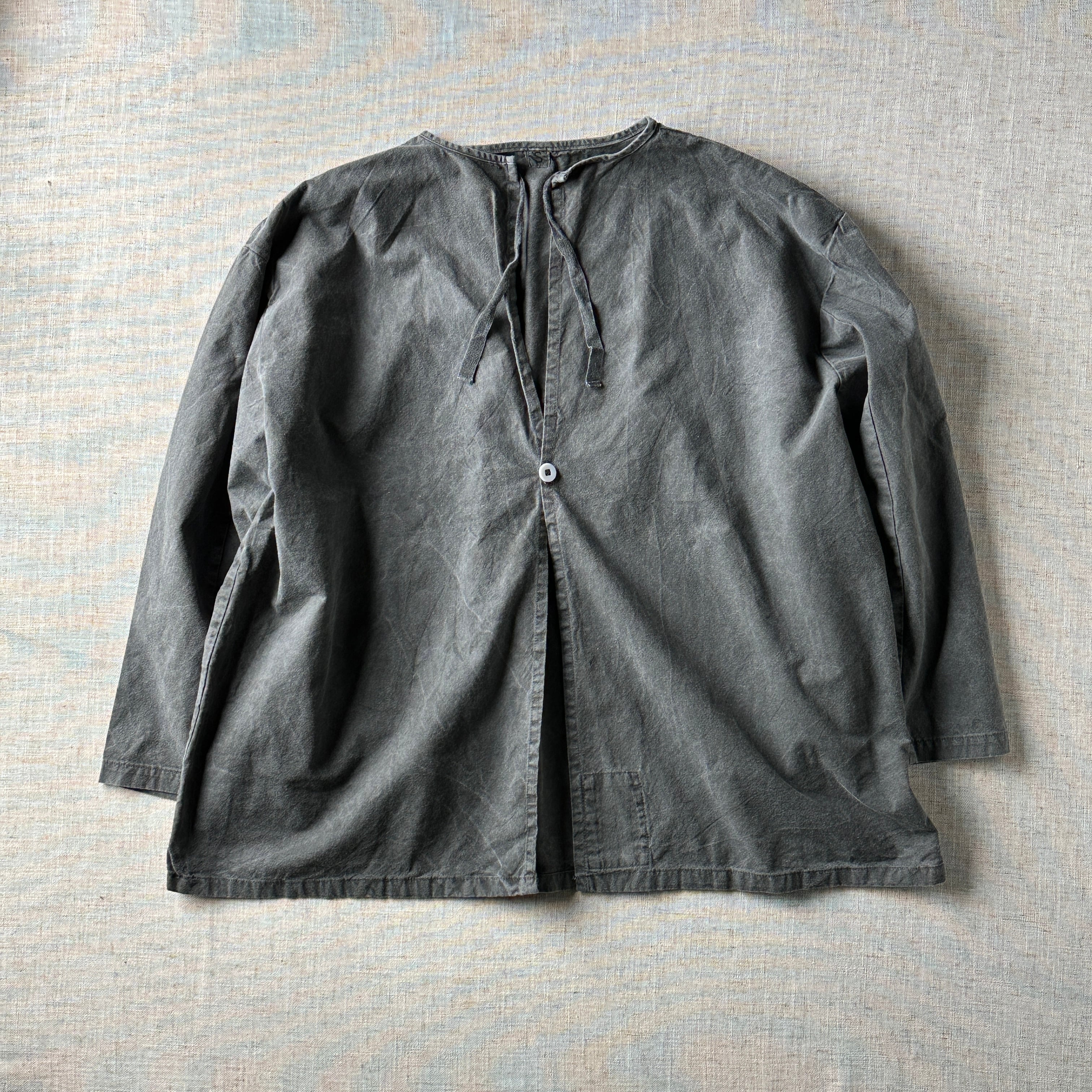 60's-80's,Swedish Military M-55 Pullover Shirt / Overdyed Black,Unisex XL