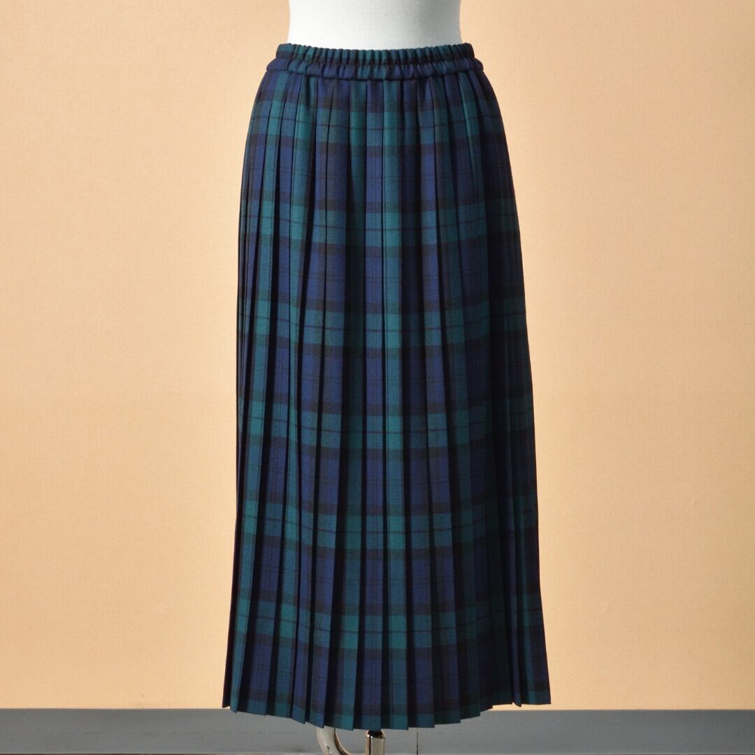 Sarahwear サラウエア ウーステッドタータンチェックプリーツスカート・ブラックウォッチ サラリとした肌触り。裏地付きです【送料無料】