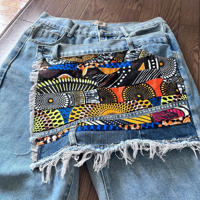 アフリカンラップデニムパンツ