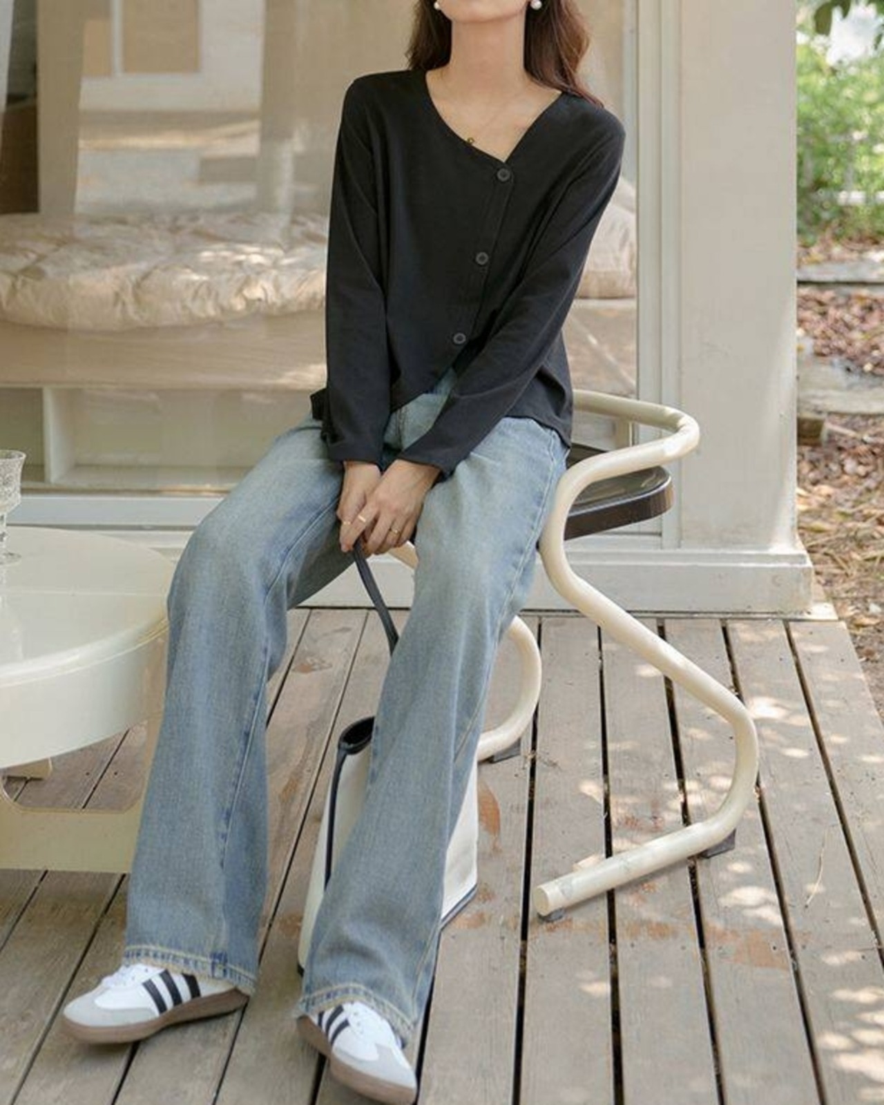 Asymmetrical button front cut sew L0119