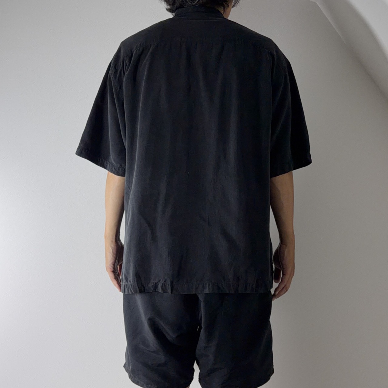Tommy Bahama Silk open-collar shirt black [L] 古着 - 17
