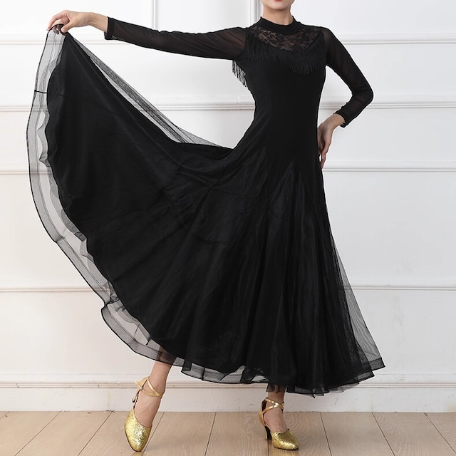 シースルーカット レース ミモレフレア ダンスドレス ds1433