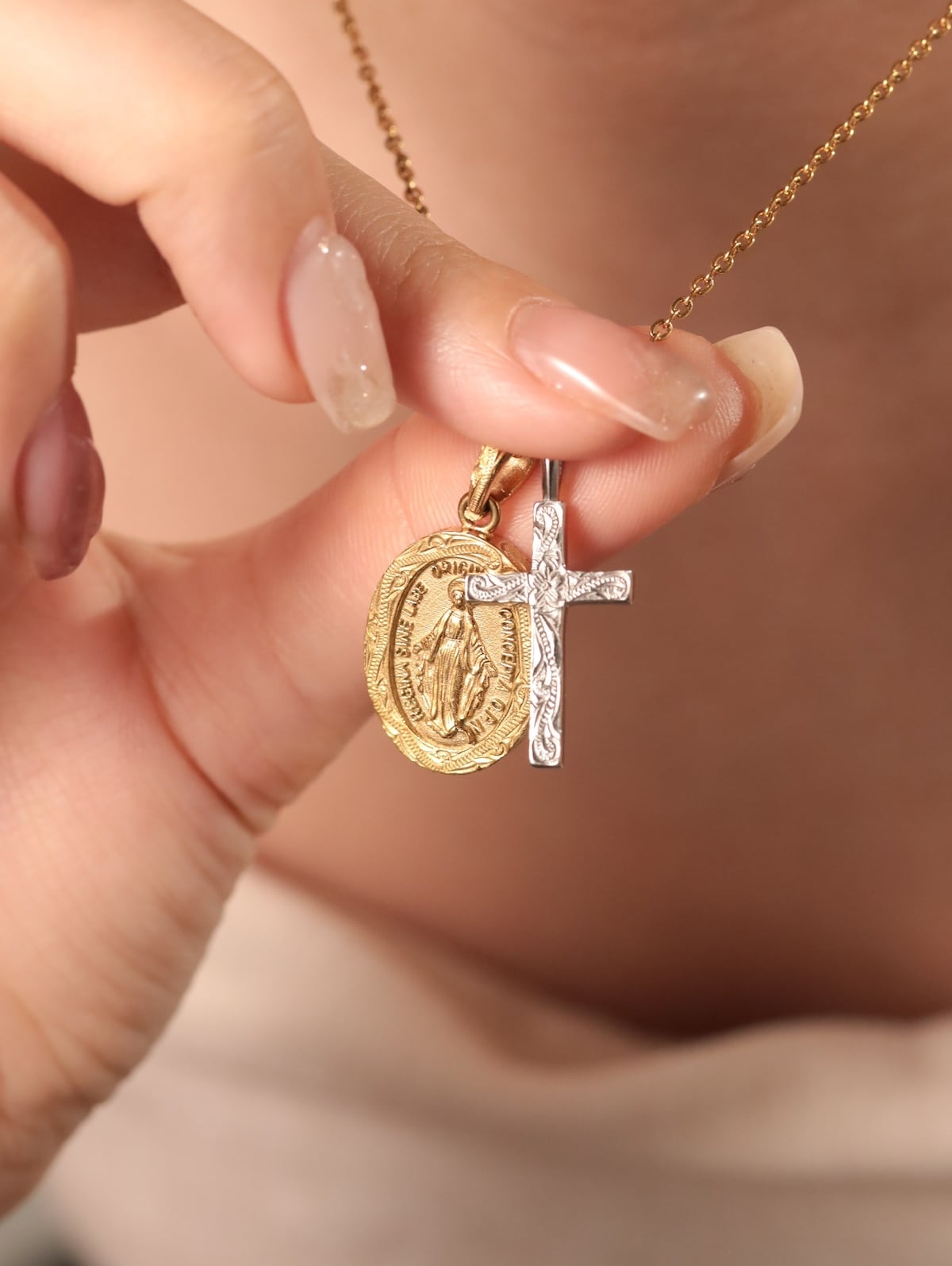 316L hawaiian medai & cross necklace #n74 | rani
