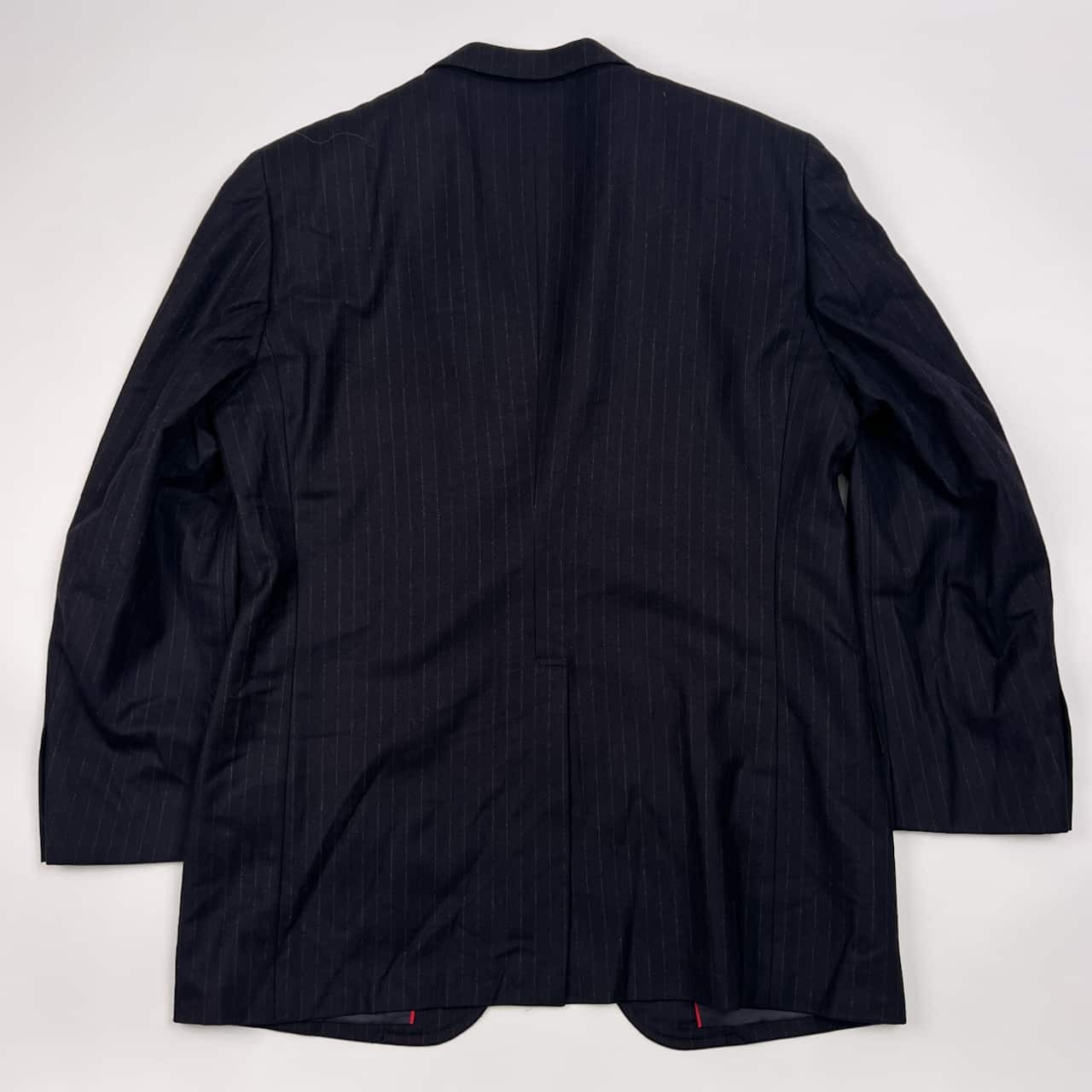 J.PRESS AUTHENTIC MODEL ジェイプレス SUPER 100'S セットアップ ストライプ テーラードジャケット 裾ダブル スラックス スーツ 94-80-175/ネイビー ブラック メンズ