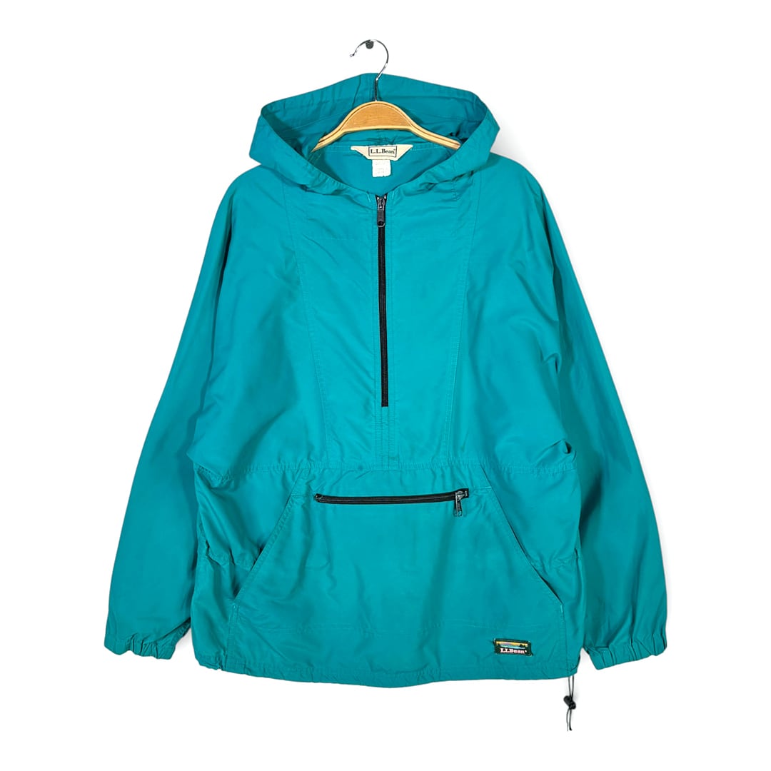 80s エルエルビーン USA製 旧タグ ヴィンテージ アノラックパーカー 山タグ L.L.BEAN エメラルドグリーン サイズL相当 古着 DD0509