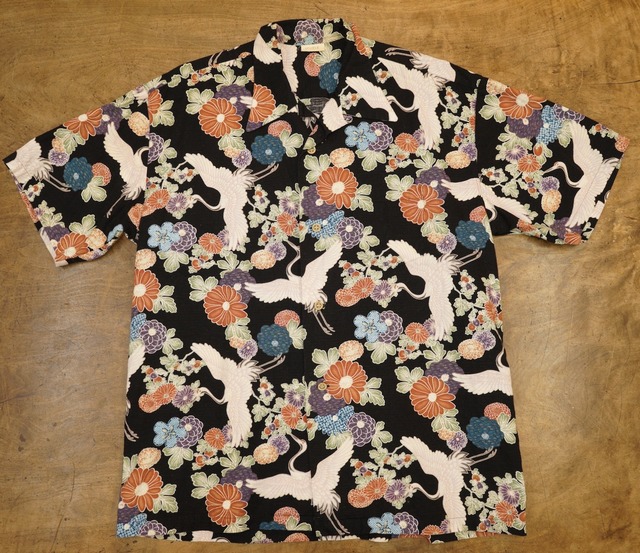 2746R2 DOOBIE 和柄 鶴 アロハシャツ ALOHA SHIRT HAWAIIAN 日本製 