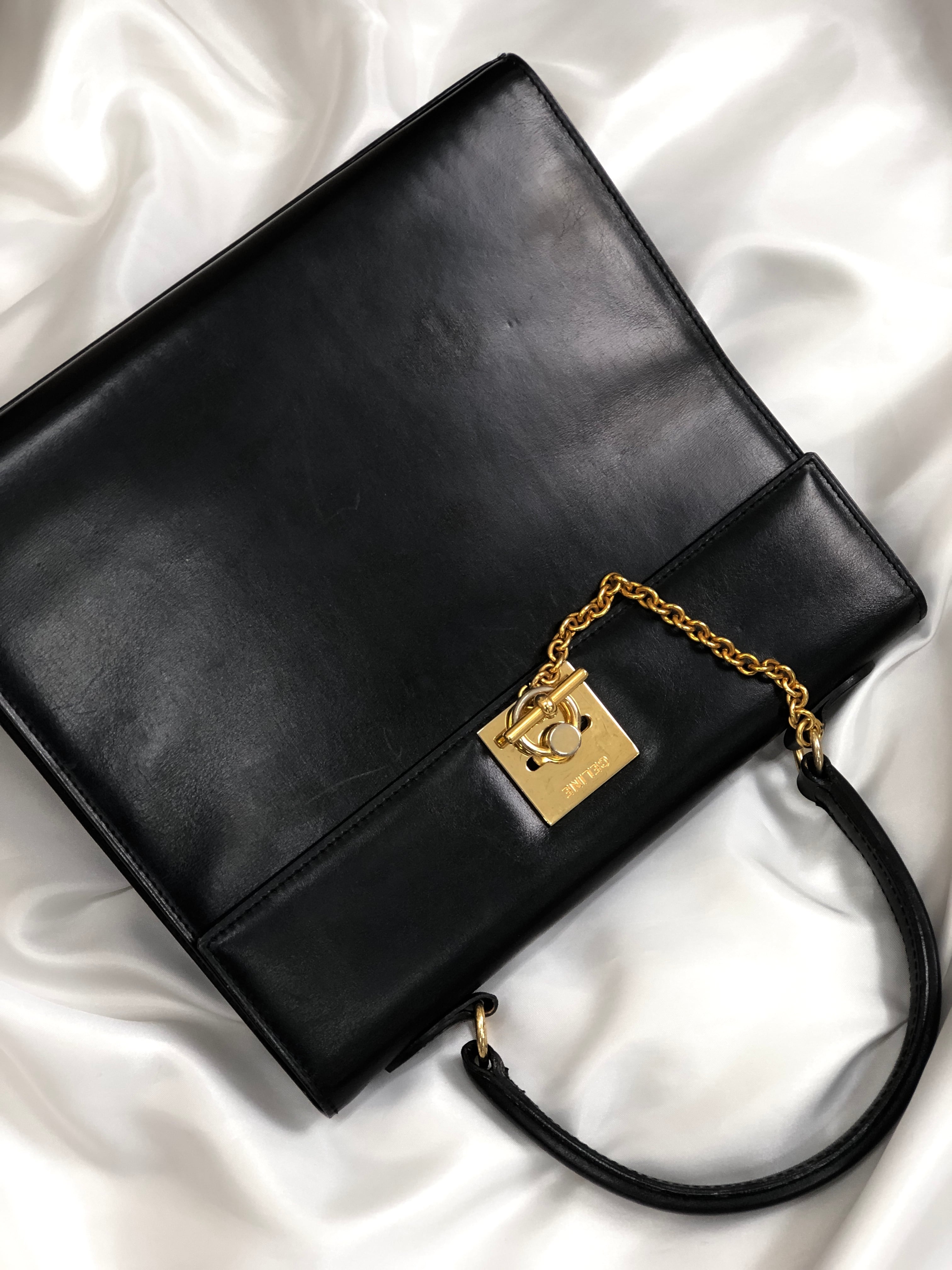 CELINE セリーヌ マンテル チェーン レザー トップハンドル