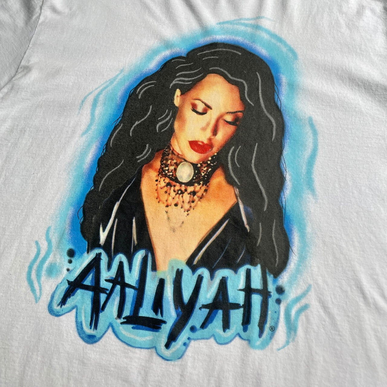 AALIYA アリーヤ デザインTシャツ　ヒップポップT 黒　サイズXL