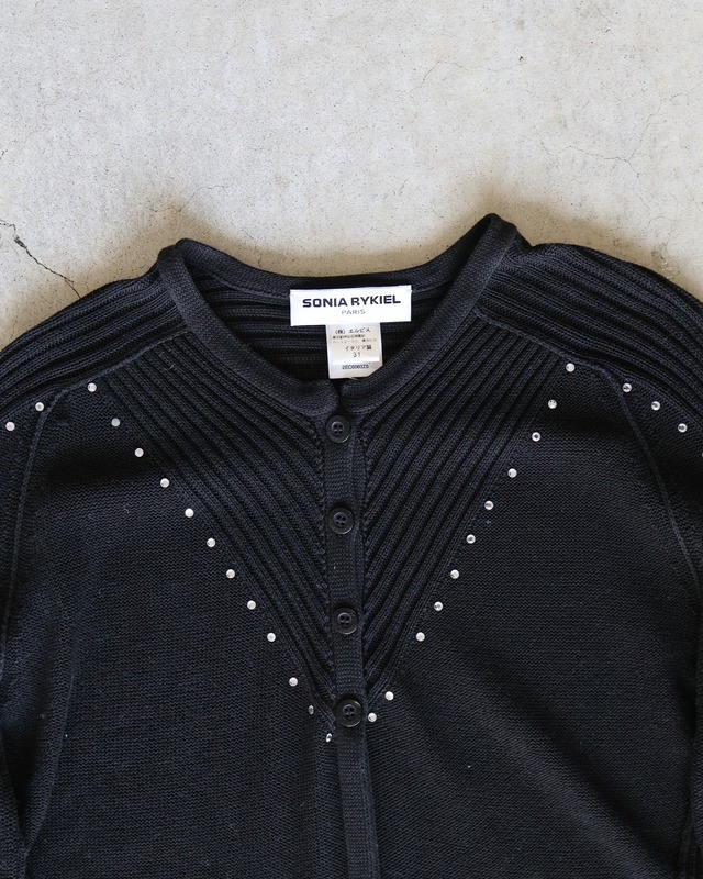 【SONIA RYKIEL】rhinestones crew-neck cardigan