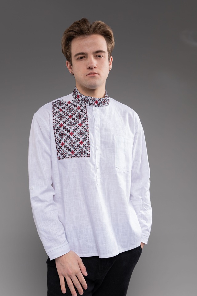 ウクライナ刺繍ヴィシヴァンカ　クロスステッチ手刺繍　Lサイズ　メンズ