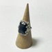 Antique Early 1900's〜 Jugendstil Silver Black Jet Glass Ring