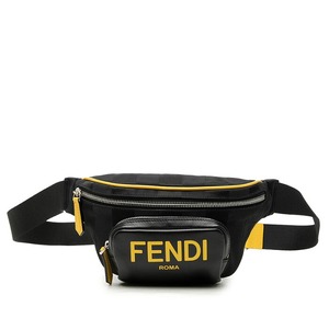 フェンディ ボディバッグ ウエストバッグ 7VA483 ブラック イエロー ナイロン レザー レディース FENDI 中古