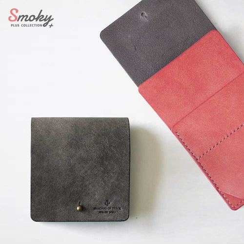 【限定色】そこそこ薄い 二つ折り財布【グレー×優しめピンク】Smoky+（在庫あり）
