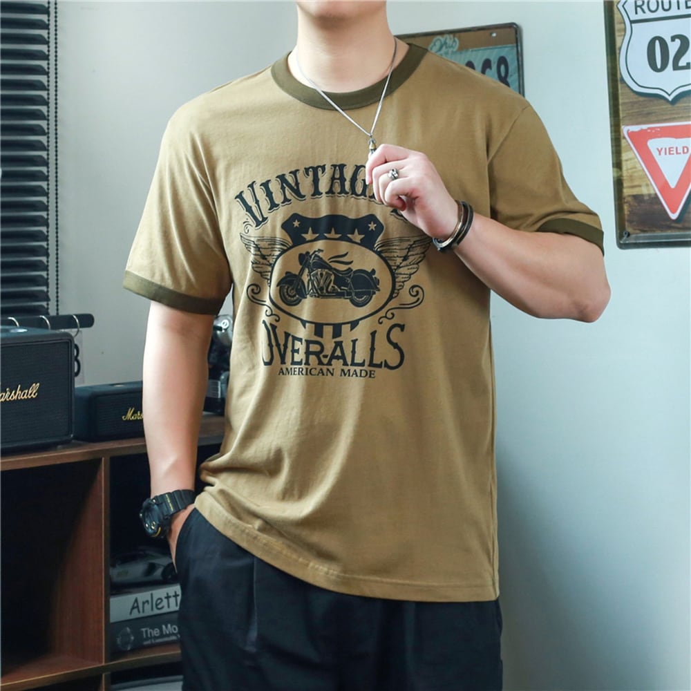 Hanes50／50combedzigzagバイクデザイン リンガーTシャツ M