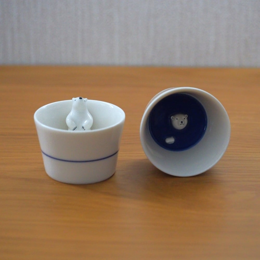 樺巻陶器 無地 お猪口 おしぼり 工芸品