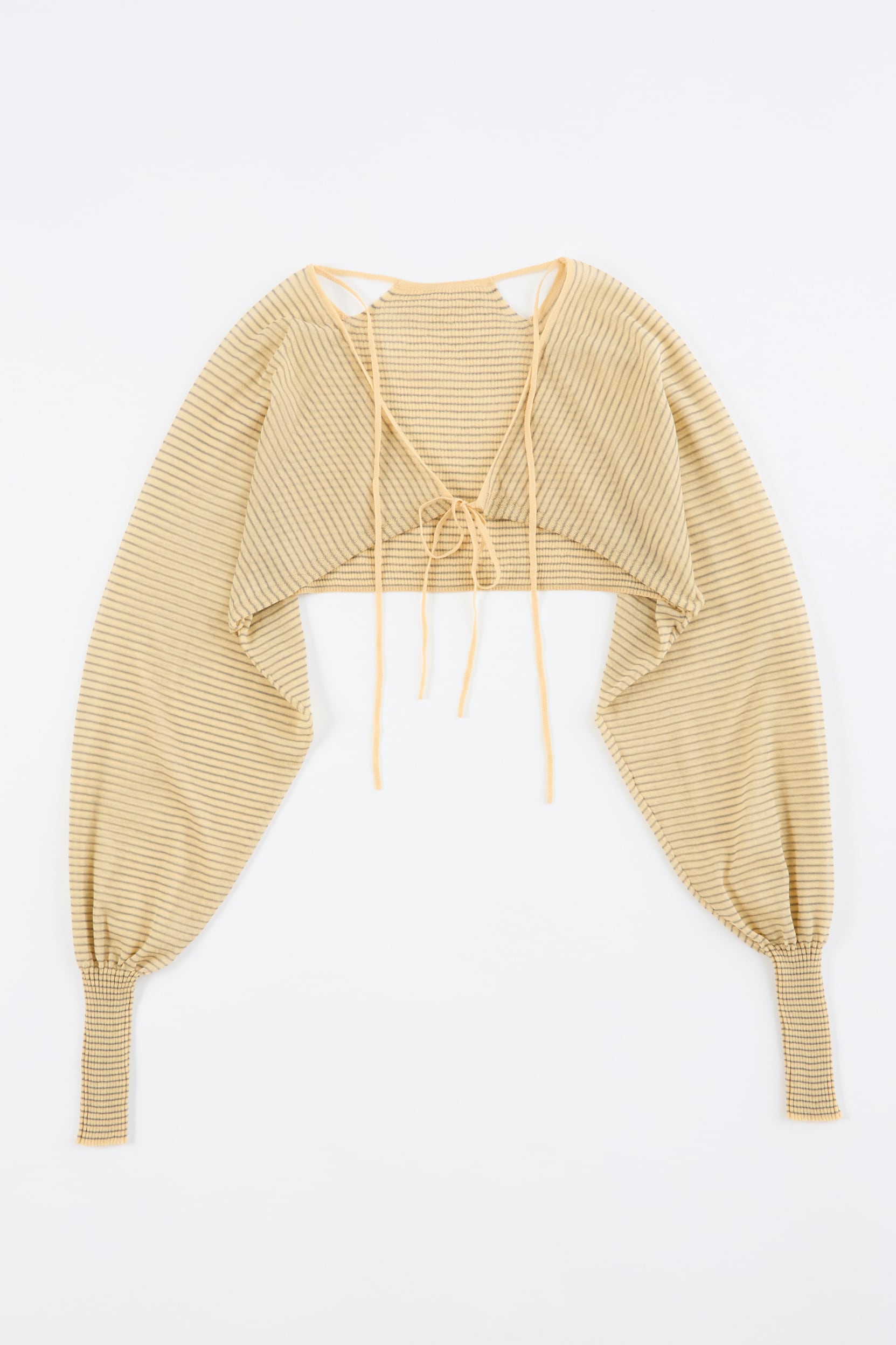 結衣 SHEER SHORT CARDIGAN 26SSAC-005 LT.ORANGE×DK.GRAY | A CCORDION