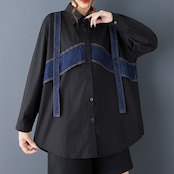 デニム切替 オーバーサイズ シャツ 00295