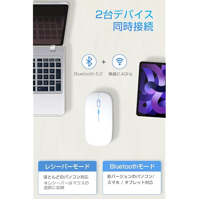 極薄型モデル＆Type-C充電式】マウス 無線 Bluetooth 5.2 ワイヤレス