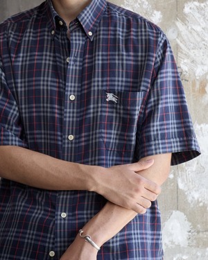 "Burberrys" plaid cotton short sleeve shirt / From EUROPE
