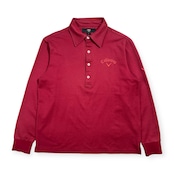 Callaway キャロウェイ X SERIES classic ロゴ刺繍 鹿子 長袖 ポロシャツ L/ボルドー系 メンズ ゴルフ