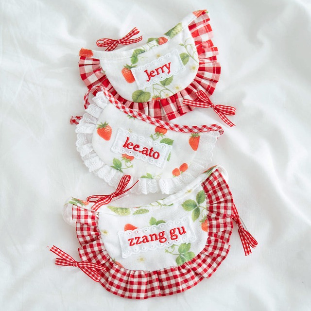 【予約】Strawberry Check Bib 2025 〈3color〉 / mymay　韓国犬服