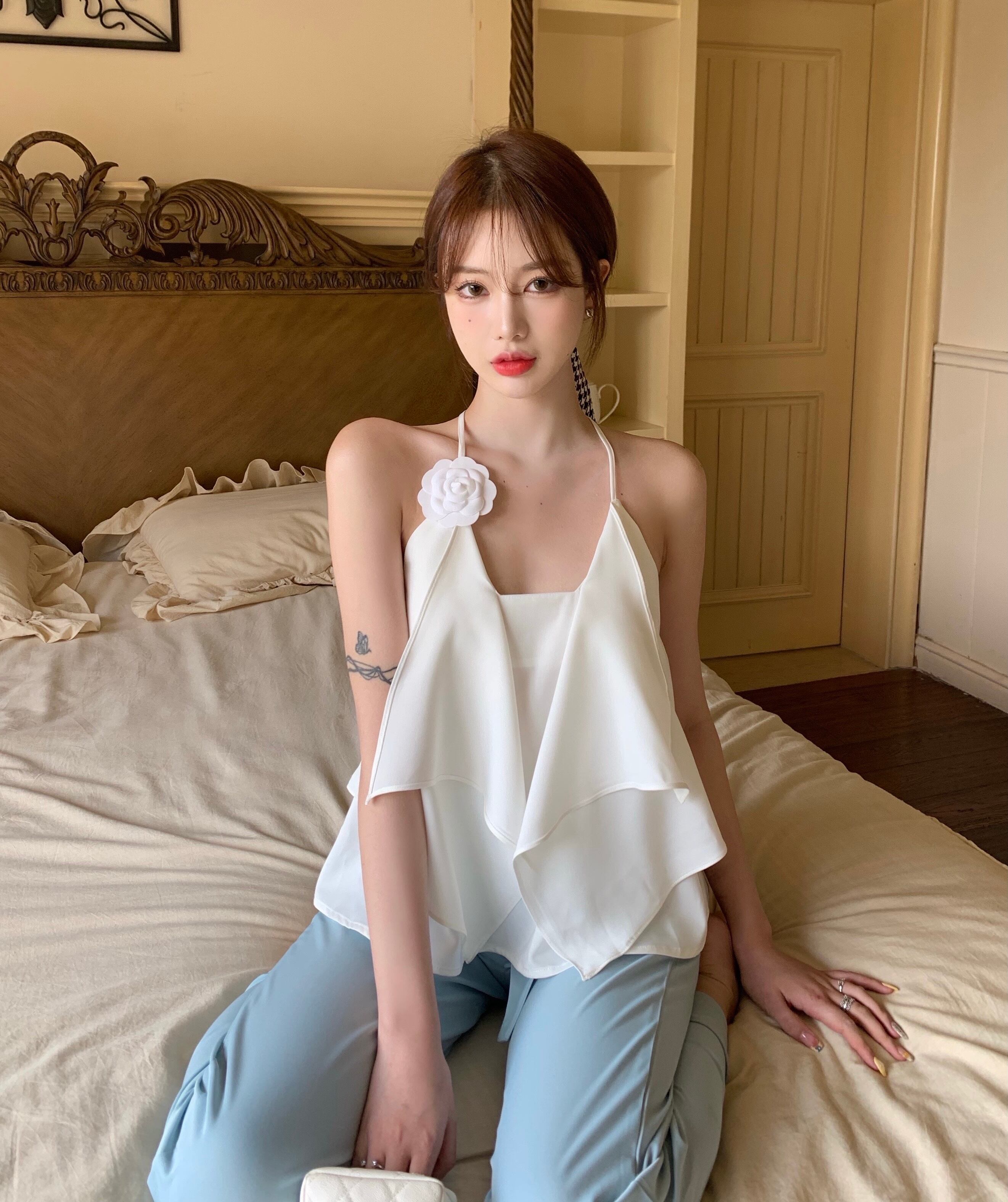 サテンサマージャケット 夏物 ピュア フラワーデザイン ブラックストロベリース2500600372