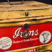 1920s アイヴィンズ ソルティン クラッカー ヴィンテージ ティン缶 IVINS “SALTINES” Cracker Tin T-684