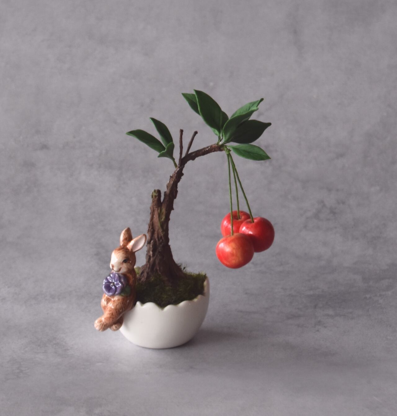 ◇粘土のお花◇ さくらんぼ 盆栽 S1283 | oldfantasy