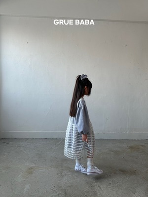 即納【105-115cm】ストライプレースワンピース