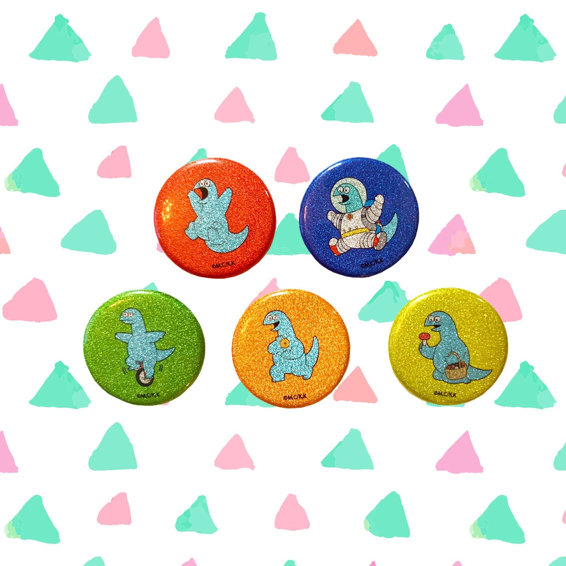 ギャルと恐竜 恐竜くん キラキラ缶バッジ | hibiku shop