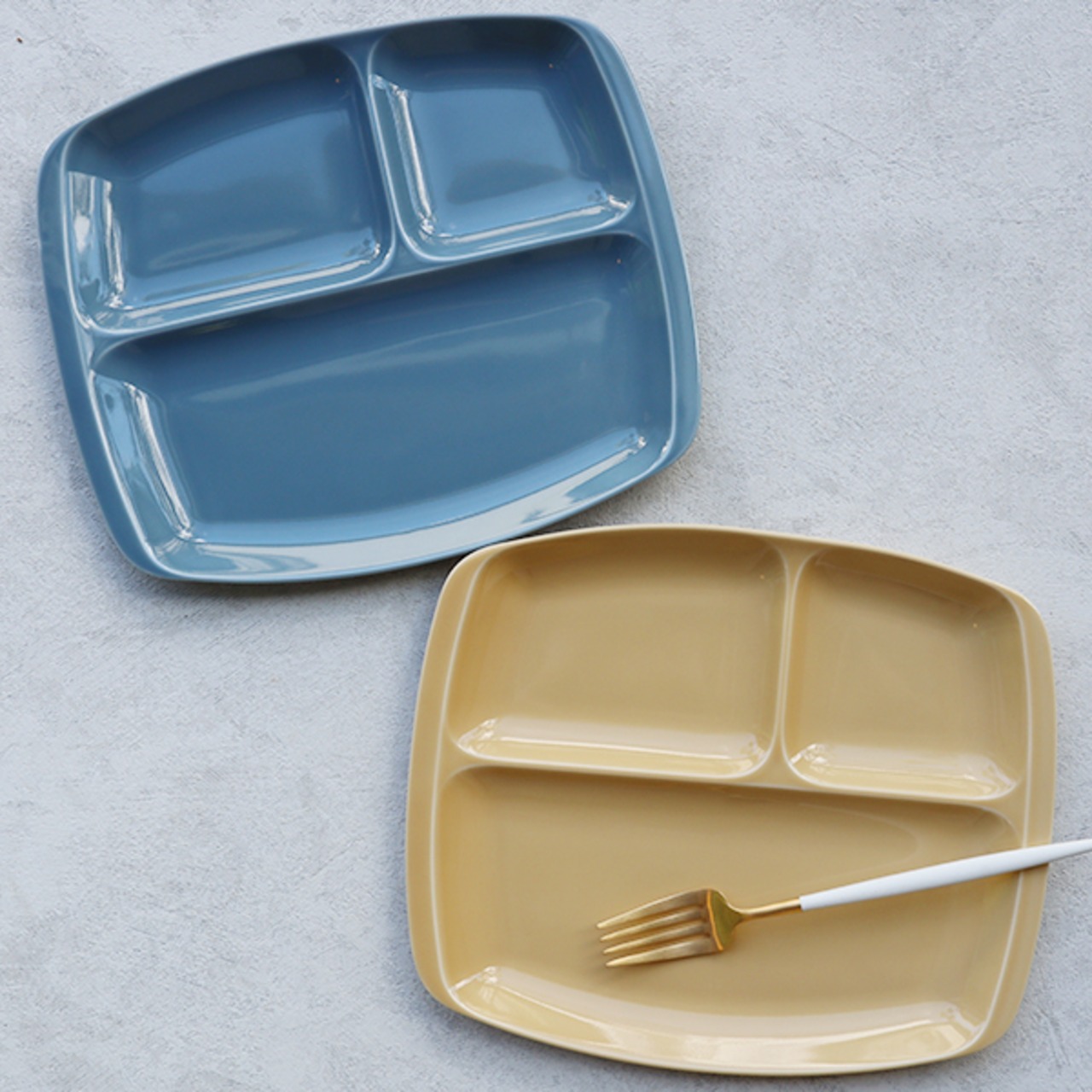 波佐見焼　スマートランチプレート（ベビーブルー・ブロンド（黄色））7-045