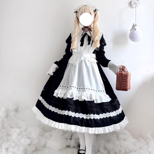 ゴスロリ通販 With U ファッション ゴスロリ 病みかわいい メイド服 ロング丈 英国風 メイドカフェ 原宿ファッション ろりぃた かわいい服 ゴスロリ好き