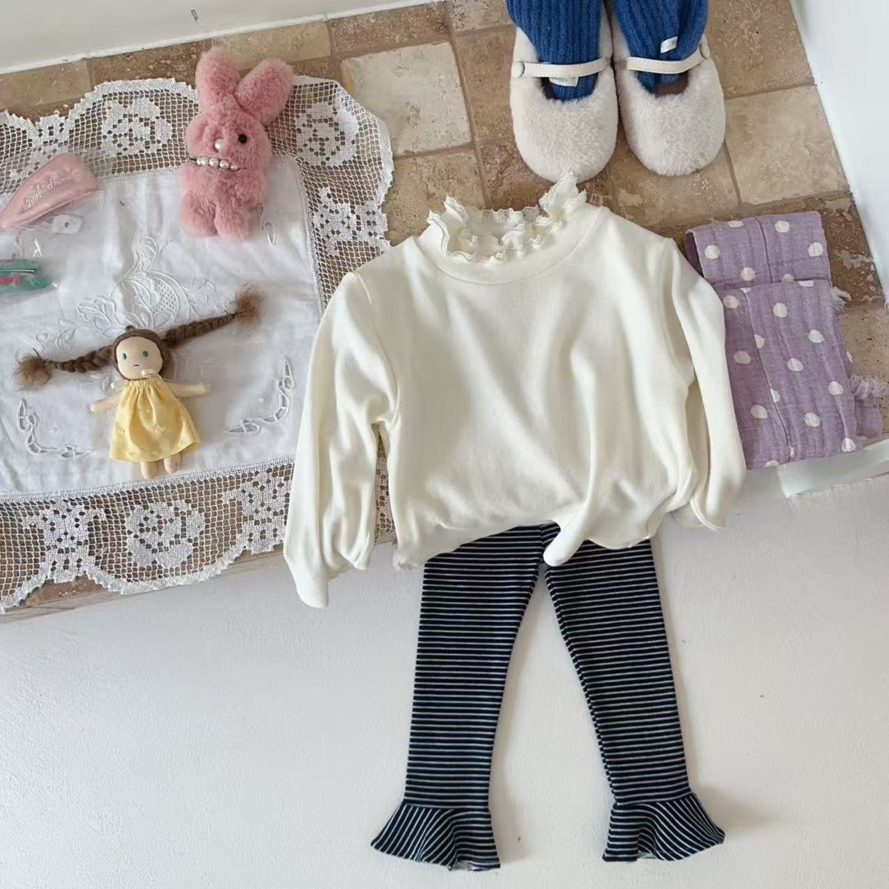 gray S［即納］frill border leggings 26autumn / AIAI