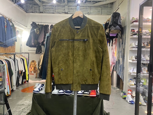 BALENCIAGA SUEDE LEATHER BOMBER JACKET OLIVE 44 65147