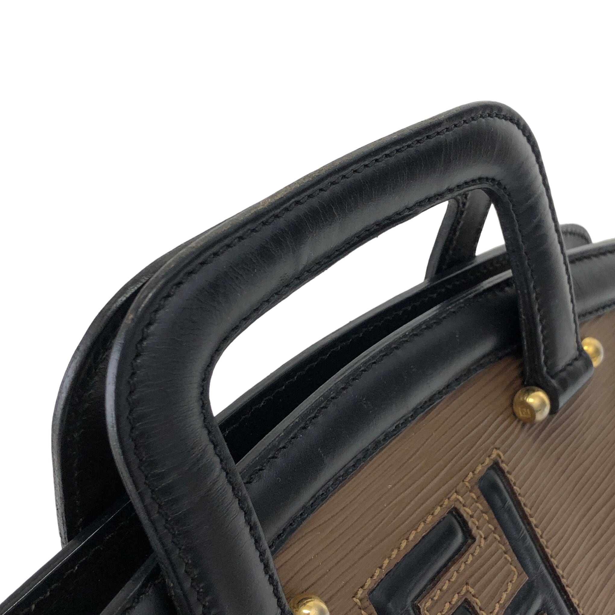 FENDI フェンディ FFロゴ レザー ハンドバッグ ブラウン vintage