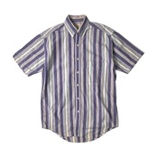 70s 80s vintage L.L.Bean エルエルビーン ストライプ BD 半袖シャツ S-REG/パープル/コットン/カナダ製