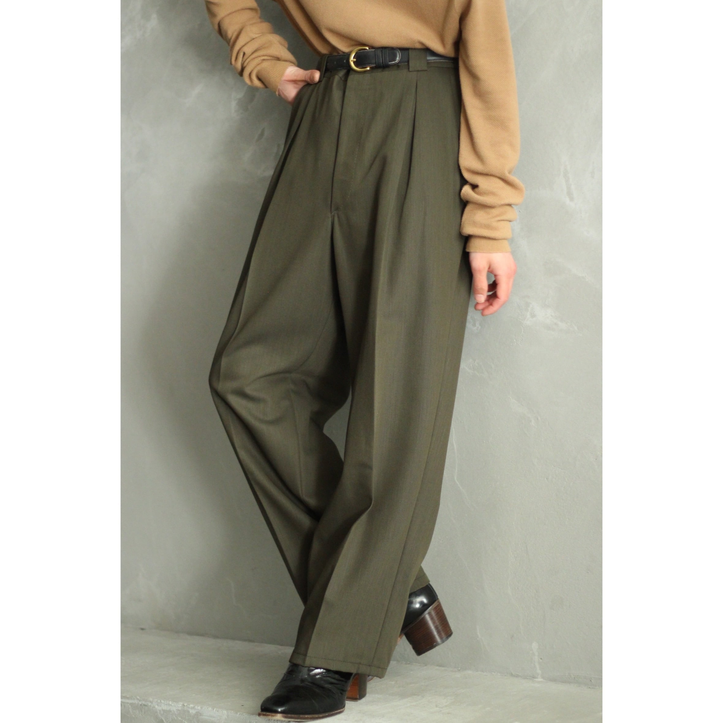80s GIORGIO ARMANI ワイドスラックス ベージュ イタリア製 80s