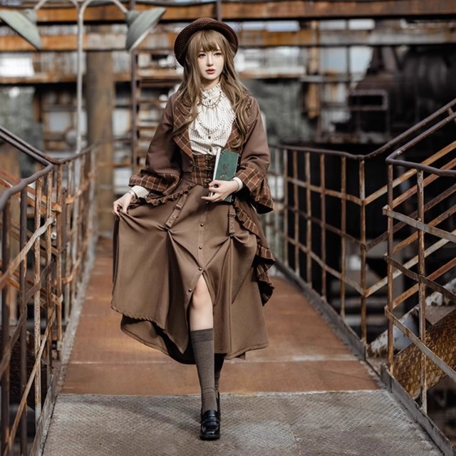 SEASONZ スチームパンク ロリパン ロングスカート テールガード付き レトロ クラシカル