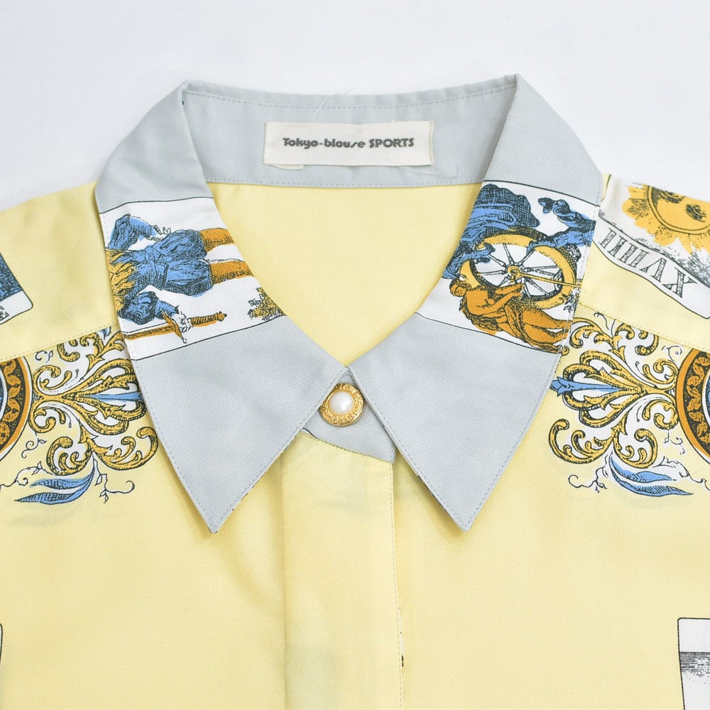 80s 日本製 Tokyo-blouse SPORTS 東京ブラウス SPORTS タロット柄