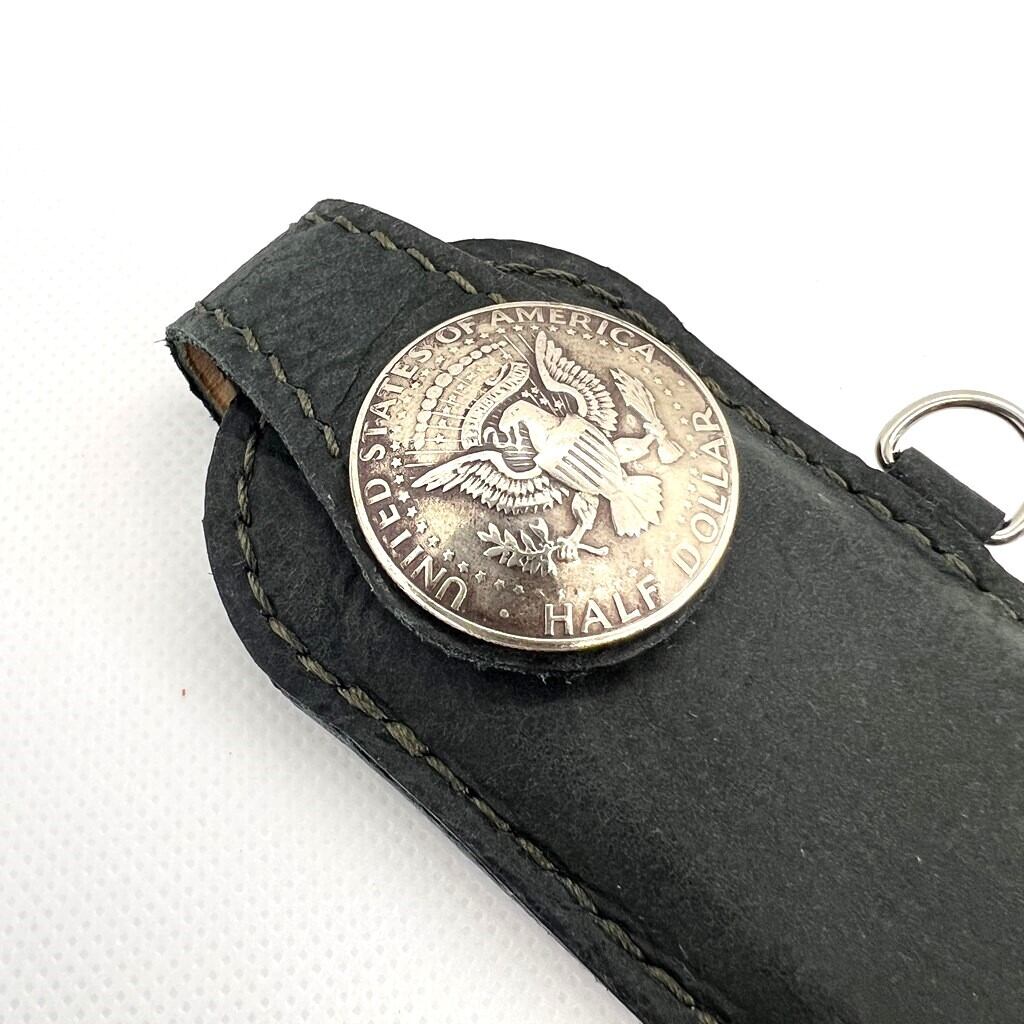 ショートウォレット　half dollar コンチョ　レザー　カードケース コンチョ オリジナル フラワーコンチョ ネイティブアメリカン