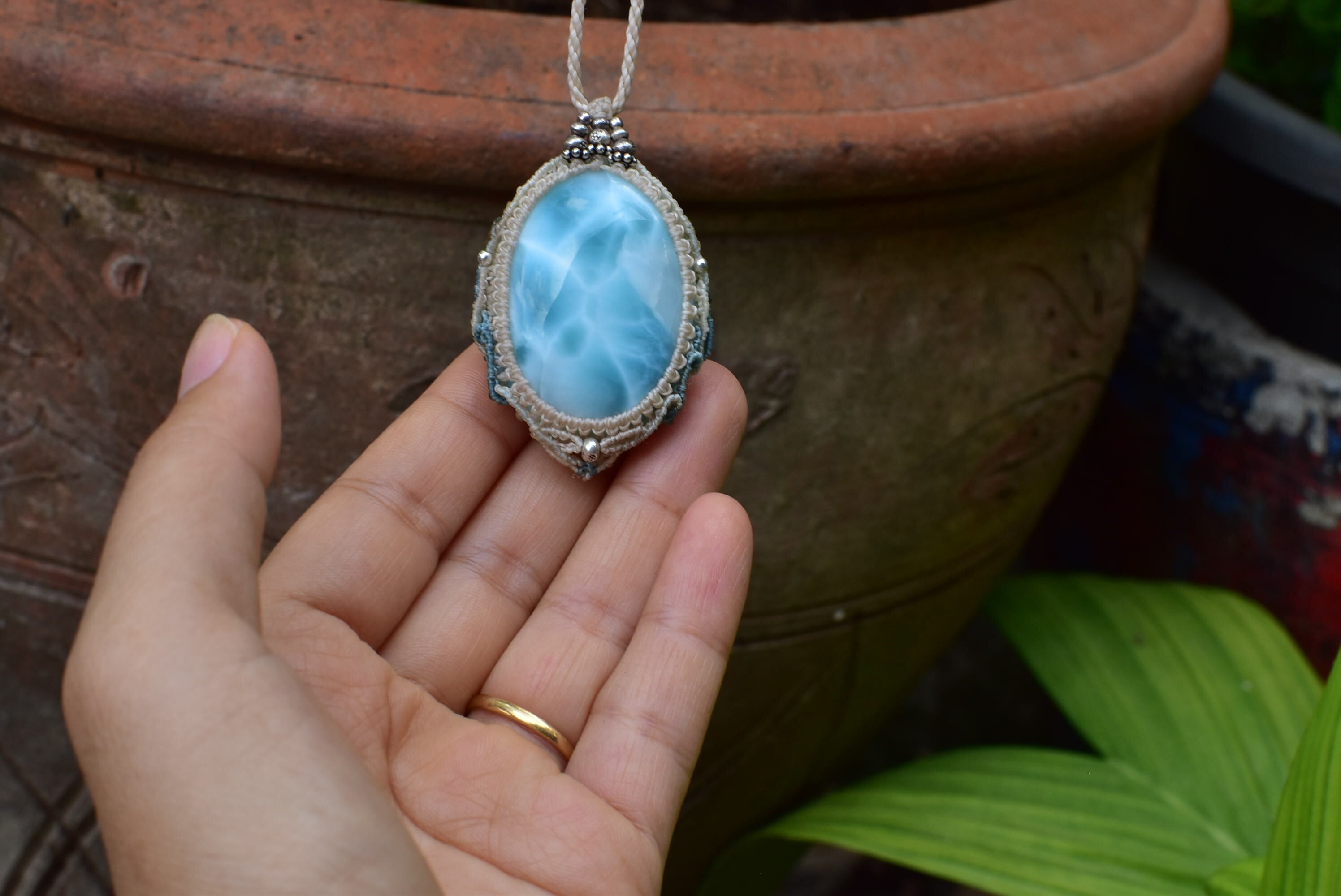 透明感☆大粒☆ラリマー マクラメペンダント lari036 | Funky garuda