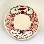 金彩志野赤絵草花文六寸浅皿【榛澤宏】